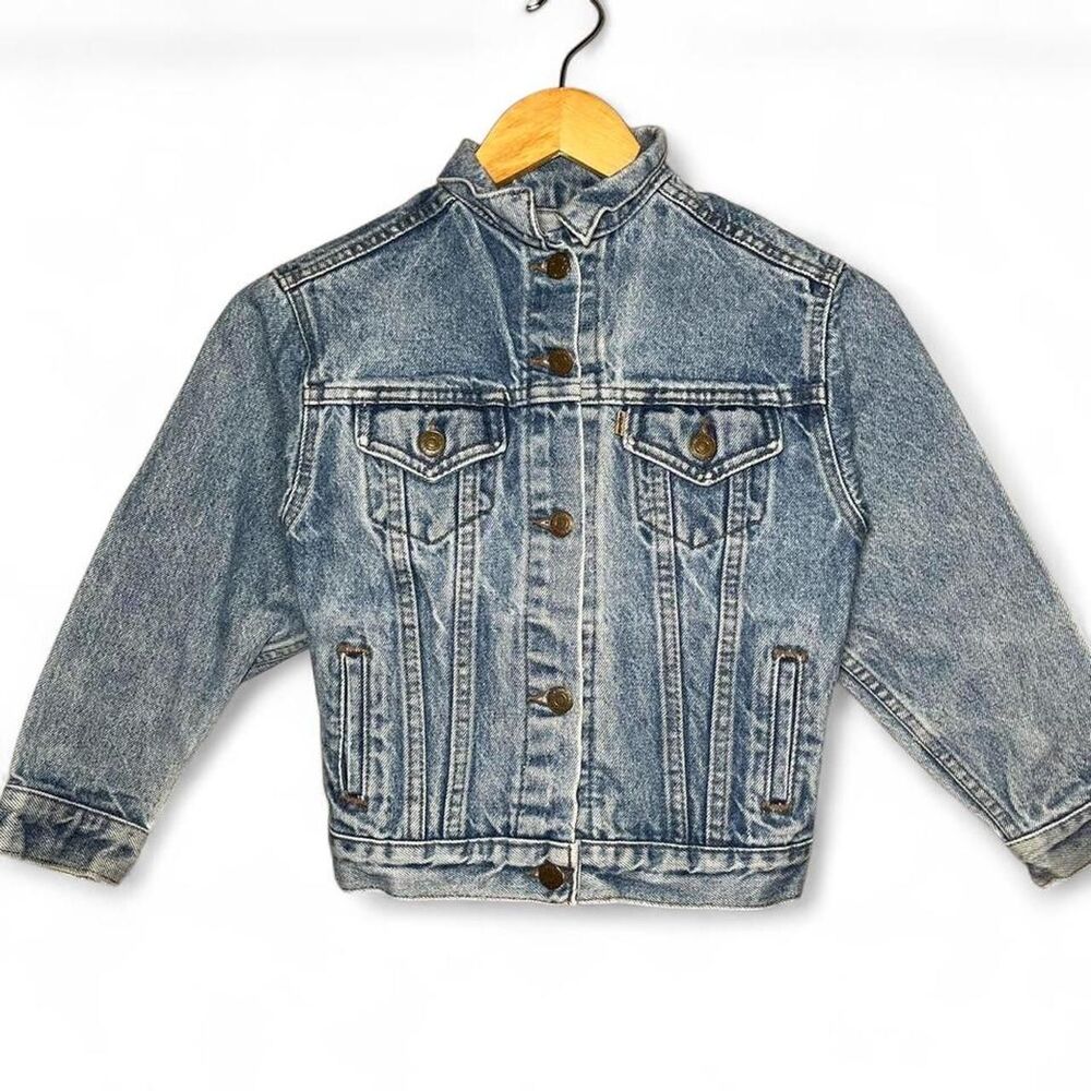 Vtg 80s Levi’s Beige Tab Kids 6 X Levi's Denim Jean Jacket Button Up Kids S